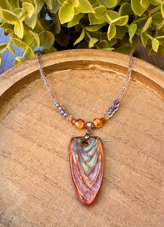 Ceramic Wing Pendant Necklace