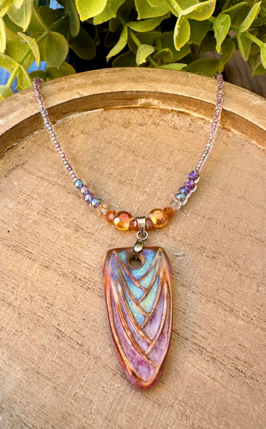 Ceramic Wing Pendant Necklace