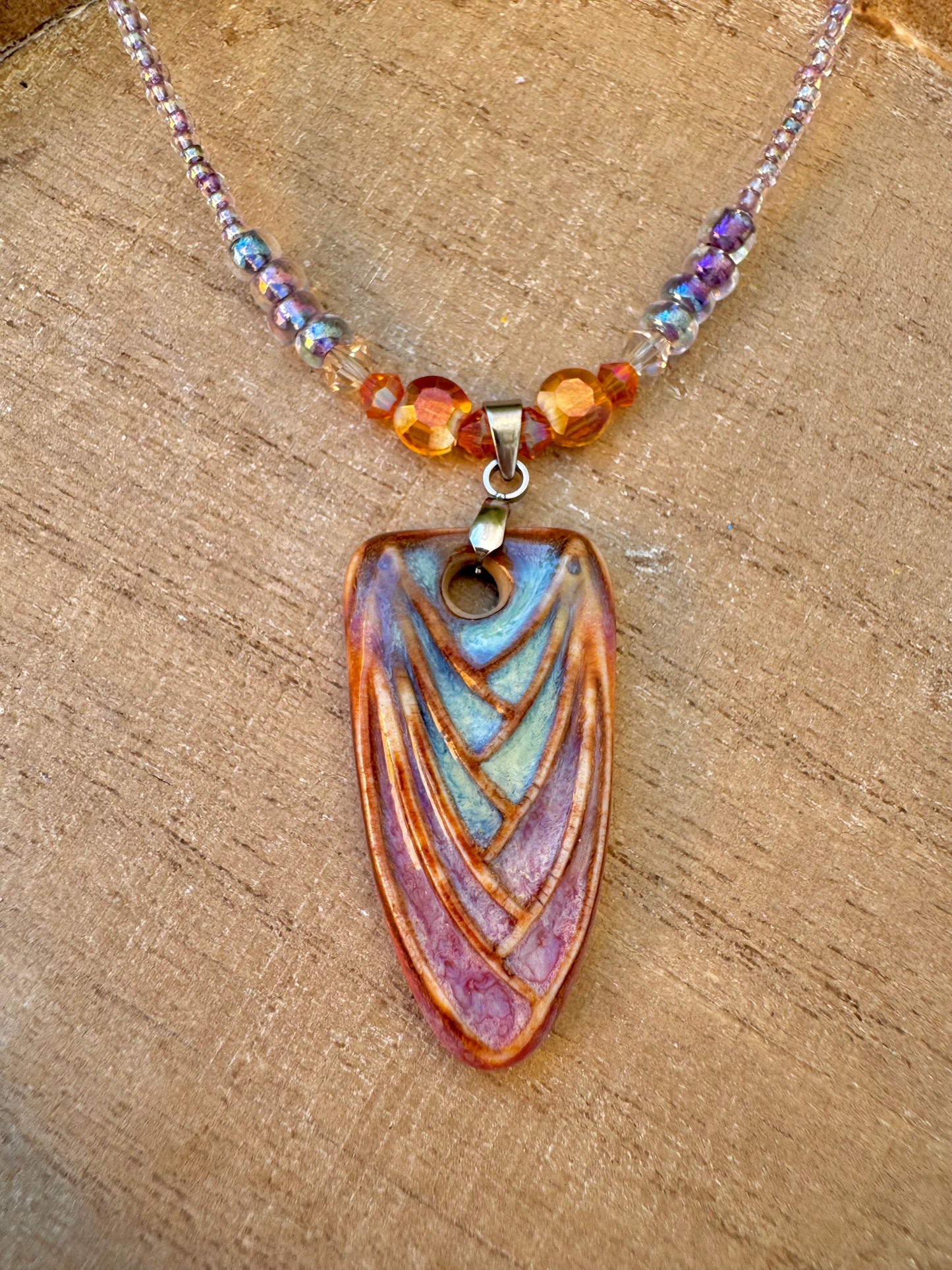 Ceramic Wing Pendant Necklace