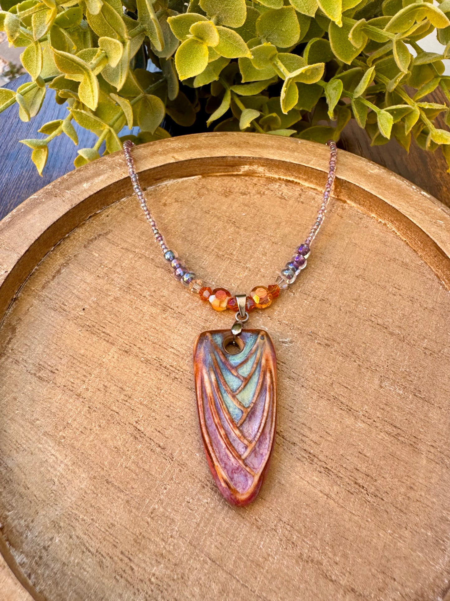 Ceramic Wing Pendant Necklace